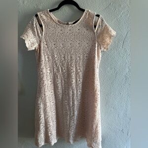 Ronni Nicole Blush Lace Mini Dress